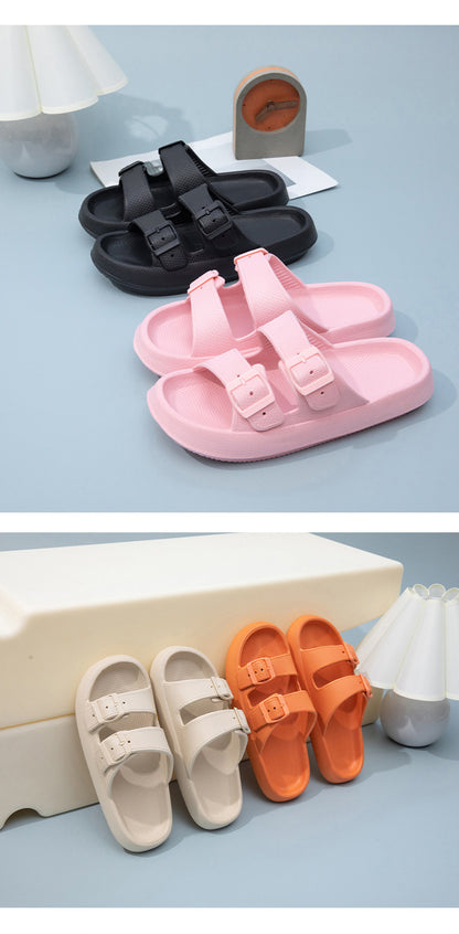 Foreign Trade Double Buckle Cool EVA Slippers Lovers Women's Beach Slippers Classic Men's Slippers