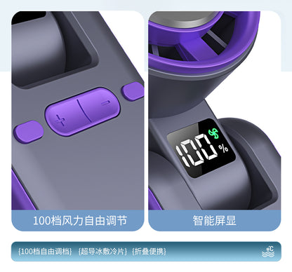 Cross-border new T15S handheld refrigeration ice fan usb high-speed turbo violence fan folding neck fan