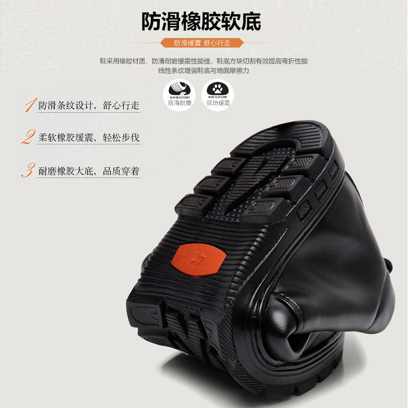 Middle-aged and elderly men's cotton-padded shoes warm leather shoes casual fleece-lined thickened dad shoes non-slip men's snow boots winter men's shoes