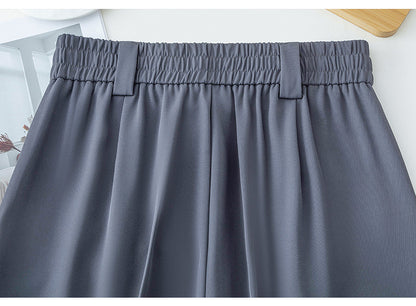 New Style Ice Silk Suit Pants for Petite Women, Cropped Straight-Leg Pants, Summer Thin Cigarette Pants, Free Shipping