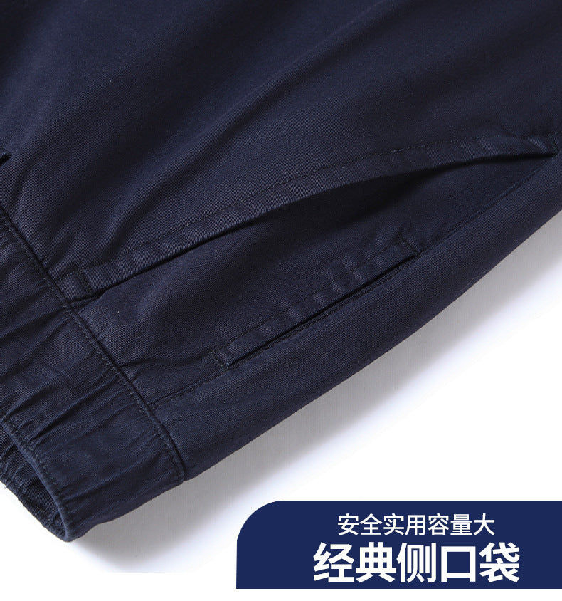 Binhaolu Men's Clothing High-End Pure Cotton Casual Pants for Men, Autumn and Winter Style with Fleece, New Business Style Men's Pants in Navy Blue