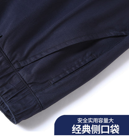 Binhaolu Men's Clothing High-End Pure Cotton Casual Pants for Men, Autumn and Winter Style with Fleece, New Business Style Men's Pants in Navy Blue