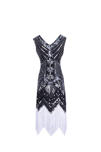 S-4Xl Amazon Wish Real Shot 1920S Retro Sequin Dress Handmade Beaded Tassel Plus Size Evening Dress