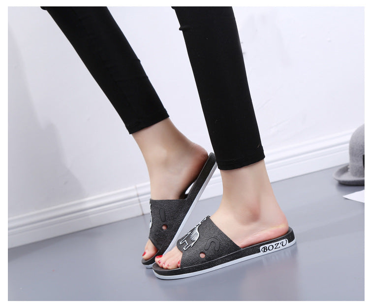 Summer Pvc Bathroom Slippers Home Cartoon Couple Slippers Indoor Cute Bath Non-Slip Sandals Women's Stall