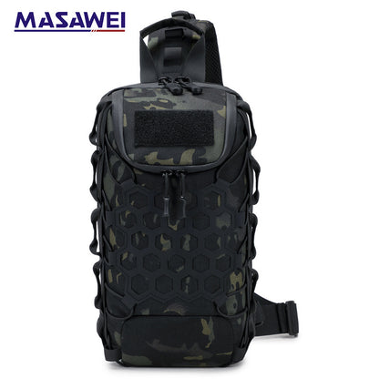 Men's Tactical Chest Bag, Crossbody Bag, Functional Outdoor Travel Lightweight Camouflage Shoulder Bag, Multi-Functional Lure Backpack
