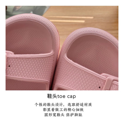 2026 New Thick-Soled Slippers, Wear-Resistant Double Buckle Eva Sandals, Couple's Summer Women's Outdoor and Indoor Slippers with a Soft Cushioning Feel
