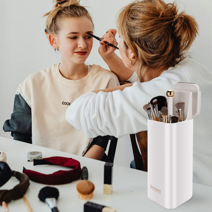Platinum Automatic Adjustable Makeup Brush Storage Box Dressing Table Four-Compartment Plastic Storage Tube Large-Capacity Stationery Brush Barrel