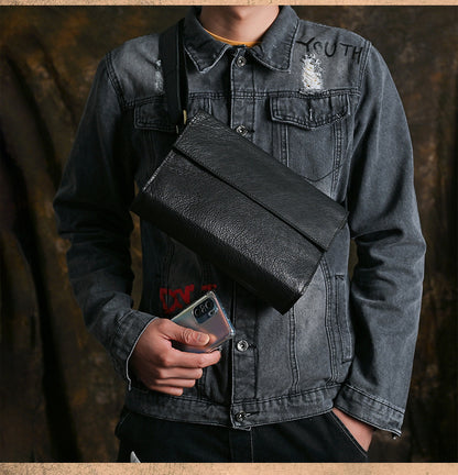 Ancient Trendy Guest Genuine Leather Men's Bag Single Shoulder Crossbody Bag Handmade Cowhide Backpack Simple Small Bag Crazy Horse Leather Men's Bag