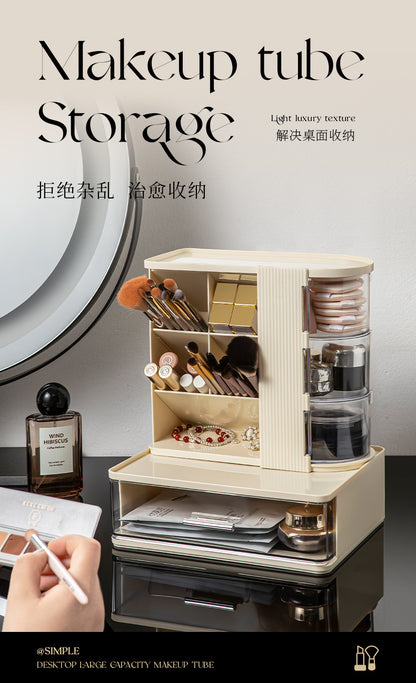 Makeup Brush Storage Box, Dressing Table, Large-Capacity Desktop, High-Looking Brush Pen Holder, Eye Shadow Brush, Eyebrow Pencil, Lipstick Shelf
