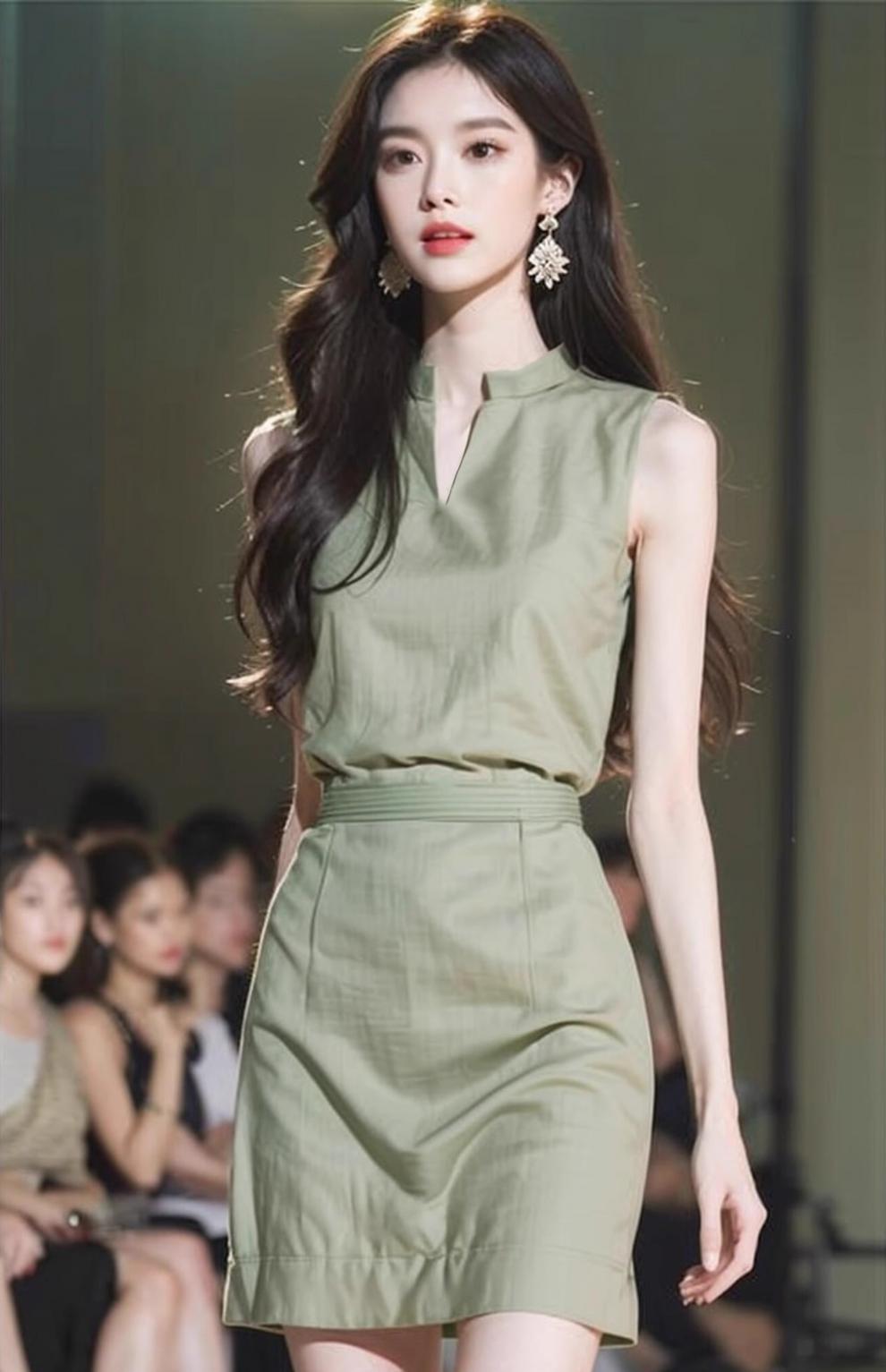 Foreign Trade Women's 2024 New Light Luxury High-end Super Good-looking French High-end Exquisite Beautiful Green Vest