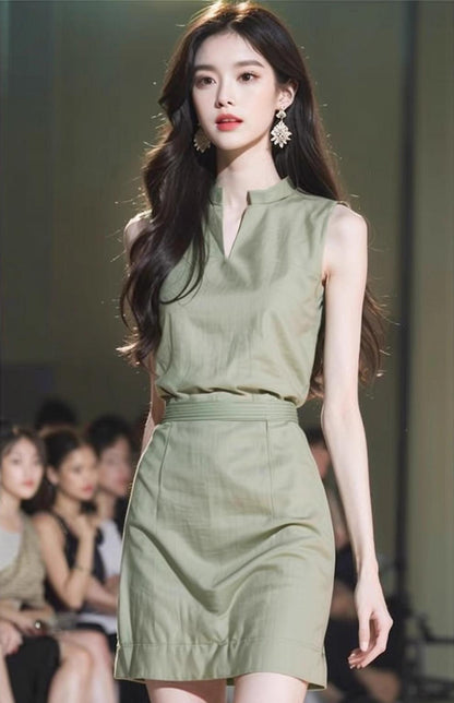 Foreign Trade Women's 2024 New Light Luxury High-end Super Good-looking French High-end Exquisite Beautiful Green Vest