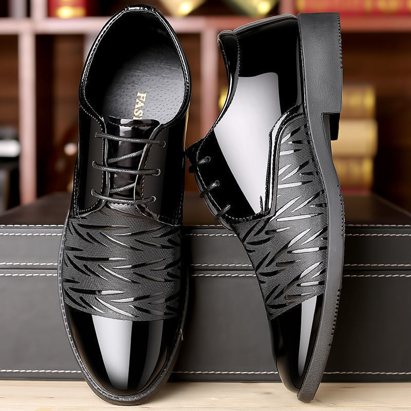 Men's Leather Shoes Men's Shoes 2020 Spring New Youth Business British Black Casual Breathable Dress Shoes