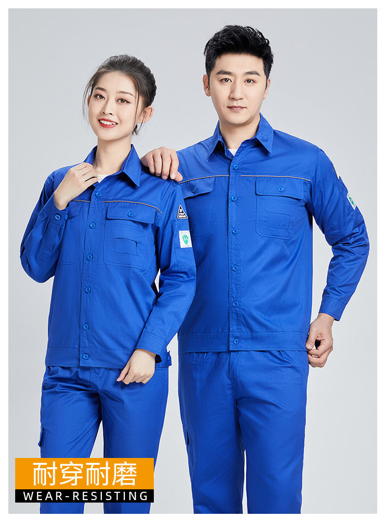 Pure cotton summer anti-static card pocket work clothes gas station filling station thin gas petrochemical long sleeve labor protection clothing