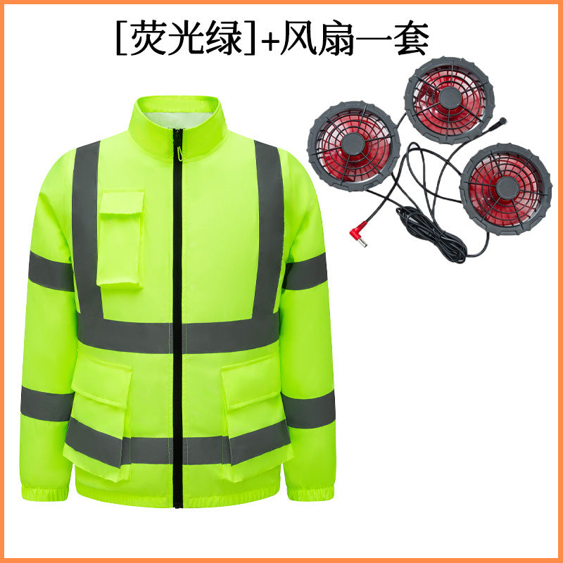 New Cooling Air-Conditioning Clothing, Reflective Long-Sleeved Work Clothes with Three Fans, Labor Protection Clothing, Outdoor Sun Protection Duty Clothing