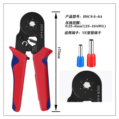 Quadrilateral Pliers Tube Type Pier Crimping Pliers Hsc8 6-4 Pin Type Terminal Crimping Cold-Pressed Terminal Crimping Pliers