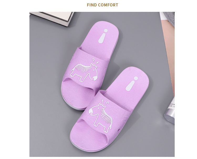 Summer Pvc Bathroom Slippers Home Cartoon Couple Slippers Indoor Cute Bath Non-Slip Sandals Women's Stall