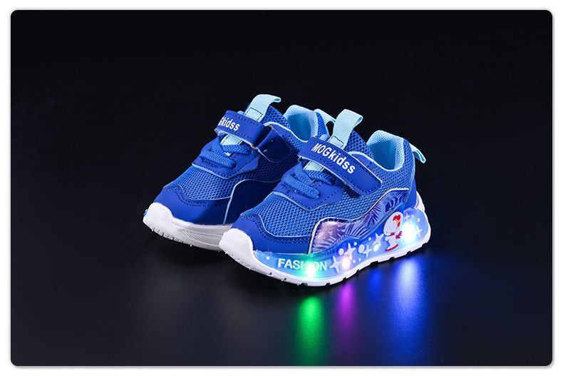 Wholesale Light-Up 2025 Spring & Fall Mesh Comfortable and Lightweight Casual Light-Up Led Light-Up Men's Sports Shoes for Small and Medium-Sized Children