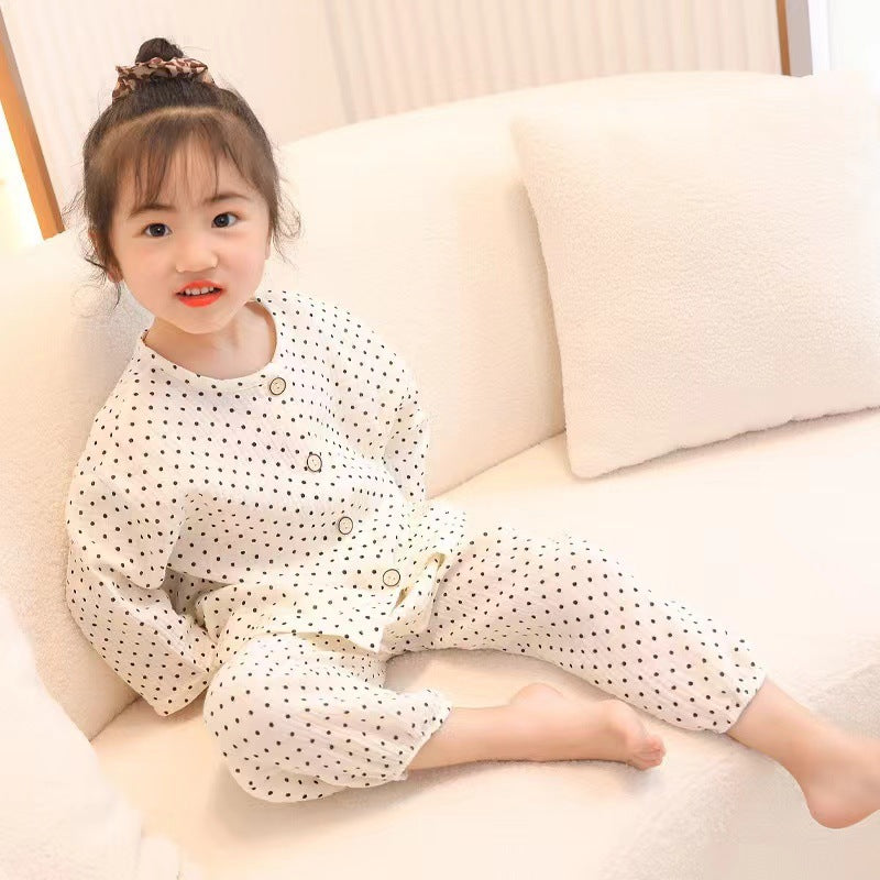 New Class A Children's Cotton Yarn Pajamas suit Boys and Girls Home Clothes Two-piece Cotton Baby's Spring and Autumn and Summer Children's Clothing