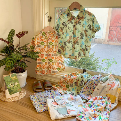 2026 New Children's Short-Sleeved Suit, Men's Short-Sleeved Shirt Suit, Short-Sleeved Shorts Beach Two-Piece Set
