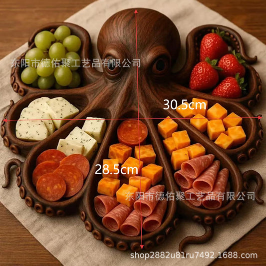 Tray wooden octopus shape creative snacks melon seeds fruit plate platter cross-border new Octopus Charcute by PDG ibma