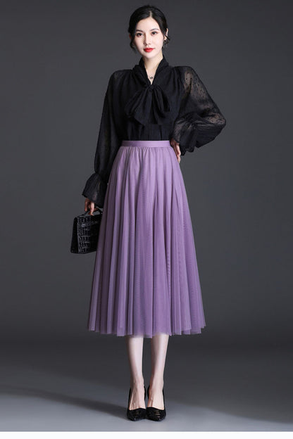 Mesh Skirt Long Skirt Mid-length A- line Skirt Summer Square Dance Skirt 720 Degree Large Swing Skirt in stock Hair