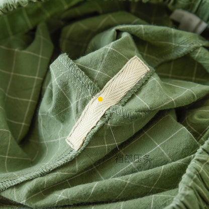 Couple Style Washed Home Pants for Men and Women, Pure Cotton Plaid Pajama Pants, Living Pants, Spring and Autumn Style, Japanese Warehouse Available for Wholesale