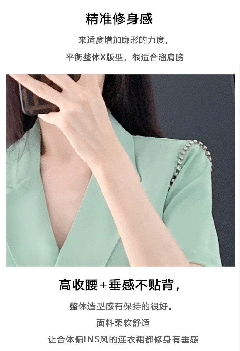 French Hepburn Style Small Black Dress High Sense High Cold Royal Sister Fried Street Small Fragrance Style Pleated Professional Suit dress Summer
