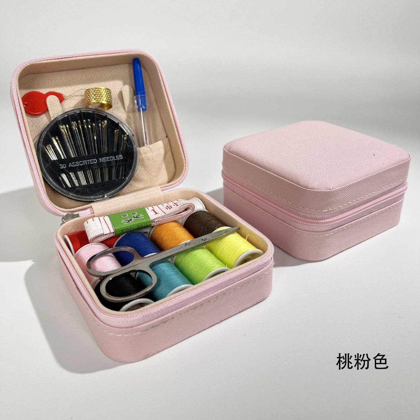 Retro Style Imitation Pu Leather Square Sewing Box Household Sewing and Mending Needle and Thread Set Portable Daily Essential Sewing Kit