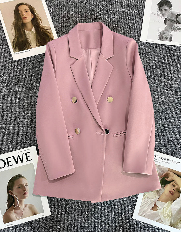 Green Metal Buckle Korean Style 2024 Spring and Autumn New Milk White Suit Jacket Women's Casual All-match High-end Suit