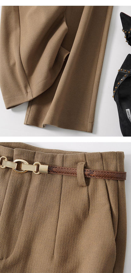 Lazy Style Woolen Pants for Women, New Autumn and Winter Wide-Leg Pants, Long Straight-Leg Pants, Thickened Woolen Casual Pants for Women