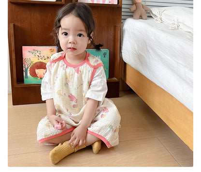 Baby Vest Sleeping Bag Summer Thin Gauze Pure Cotton Baby Kick-proof Sleeveless Children's Pajamas Air-conditioned Room Anti-cold