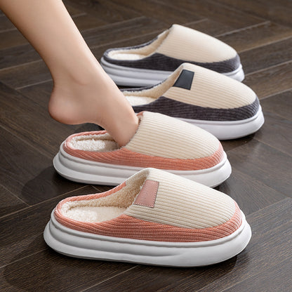 Non-Slip Simple Cotton Slippers for Men in Winter 2025 New Indoor Home Warm Plush Thickeneded Cotton Slippers for Women to Wear Outside