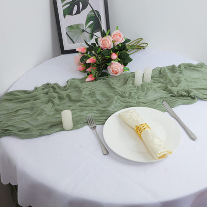 Cross-border foreign trade wholesale Bali yarn wrinkled table flag twist table flag tablecloth wedding party decoration wrinkled table flag