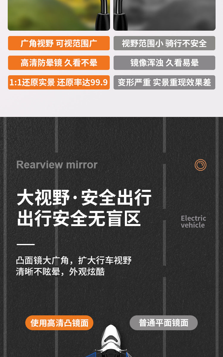 Electric Car Rearview Mirror battery car reflector scooter reversing short lever bicycle wide angle applicable to yadiaima