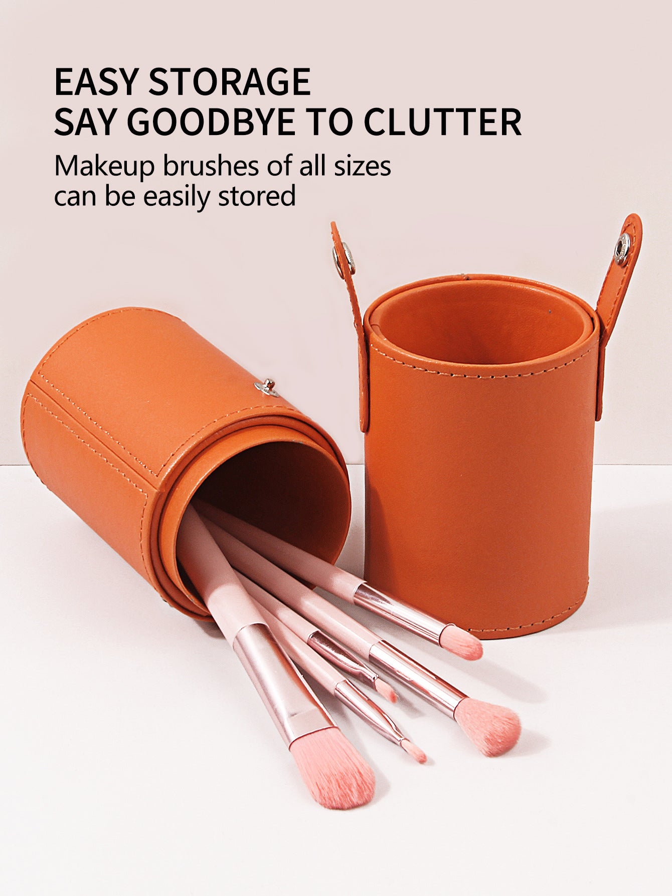 Cosmetic Brush Storage Case Large Capacity Cosmetic Desktop Pen Case Portable Multifunctional PU Leather Nail Art Eyebrow Pen Bucket