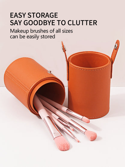 Cosmetic Brush Storage Case Large Capacity Cosmetic Desktop Pen Case Portable Multifunctional PU Leather Nail Art Eyebrow Pen Bucket