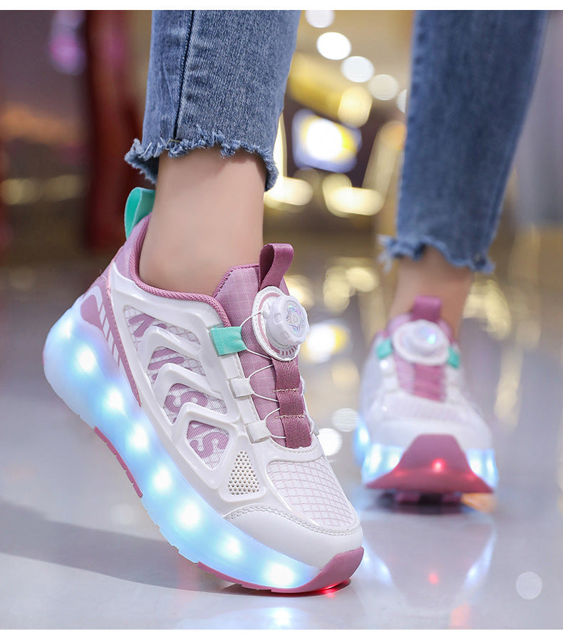 Cross-Border Children's Four-Wheel Roller Shoes, Boys' Light-Up Shoes, Detachable Girls' Student Sports Shoes, Children's Roller Skating Shoes