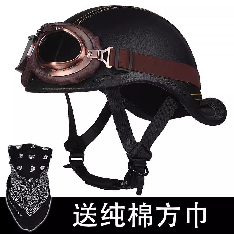 New National Standard 3C Retro Flip-Up Helmet for Women, Motorcycle Half-Helmet for Men, Electric Scooter Helmet, Cruiser Helmet for Riding