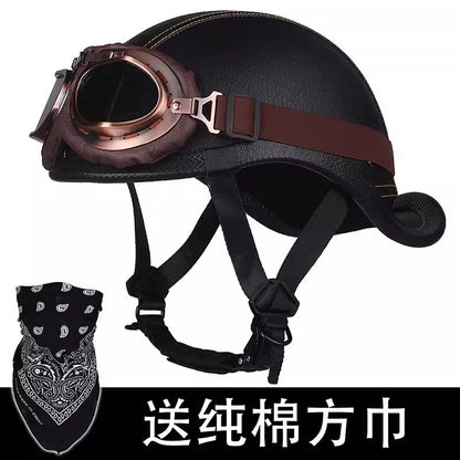 New National Standard 3C Retro Flip-Up Helmet for Women, Motorcycle Half-Helmet for Men, Electric Scooter Helmet, Cruiser Helmet for Riding