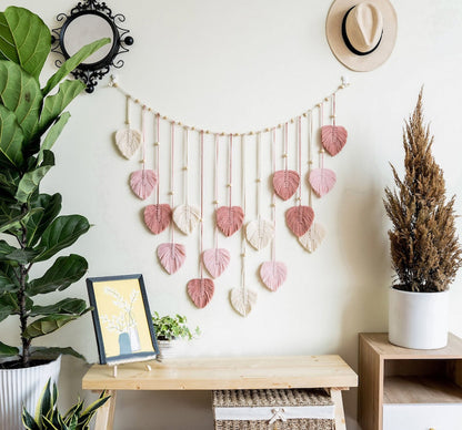 Nordic Handmade Woven Leaf Tapestry Bohemian Photo Homestay Bedroom Children's Room Background Wall Wall Decorations