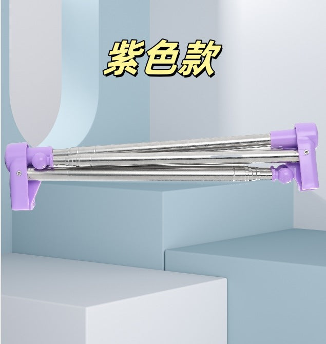 Portable Telescopic Folding Drying Rack Stainless Steel Telescopic Folding Hanger Household Bold Travel Clothes Bar
