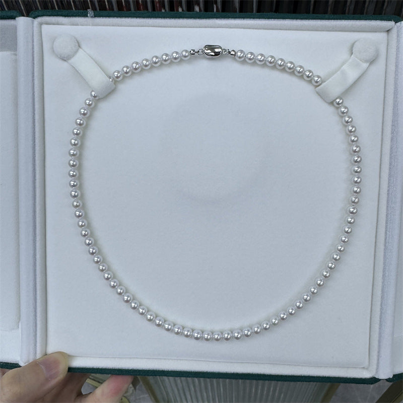 Aurora freshwater pearl necklace 5-6mm necklace round almost flawless wholesale female S925 sterling silver
