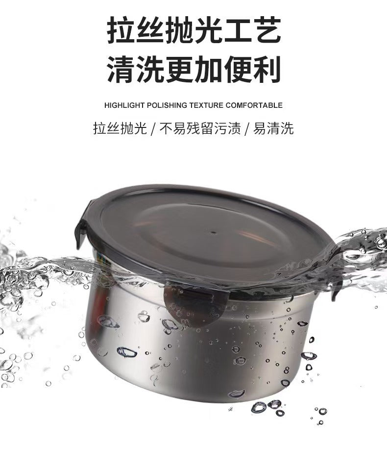Cross-Border Stainless Steel Crisper Food Storage Box Refrigerator Sealed Box Fruit Lunch Box Lunch Box Korean Three-Piece Set