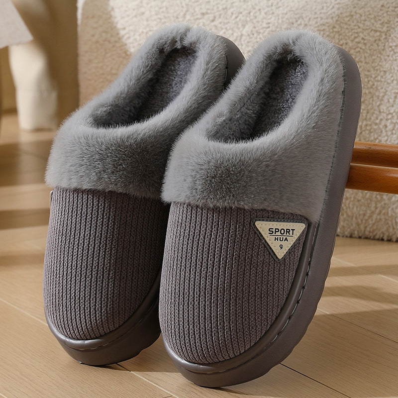 Slippers for Women Winter 2025 New Warm Indoor Home Non-Slip Thick-Soled Cotton Slippers Men's Wool Slippers Autumn and Winter