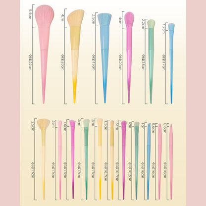New Cross-Border Makeup Brush Set 17 Candy-Colorfuled Macaron Colorful Brush Loose Powder Brush Eyebrow Brush Factory Direct Sale