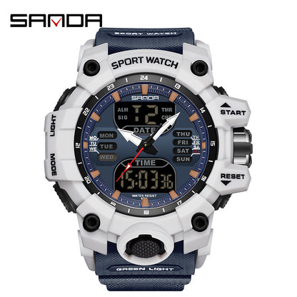 Sanda Hot-Selling Watch Korean Version Student Party Multi-Functional Waterproof Alarm Clock Electronic Watch Cool Dual Display Luminous Sports Watch by PDG ibma