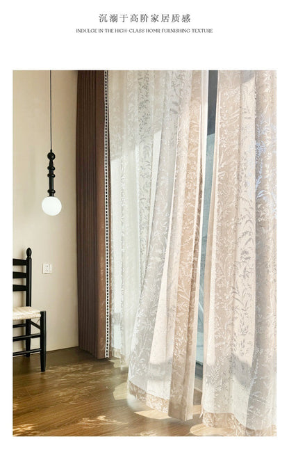 Ankra Brown Shading Bedroom Curtain New Full Shading Living Room High-Level Light Luxury Chenille Cream Curtain