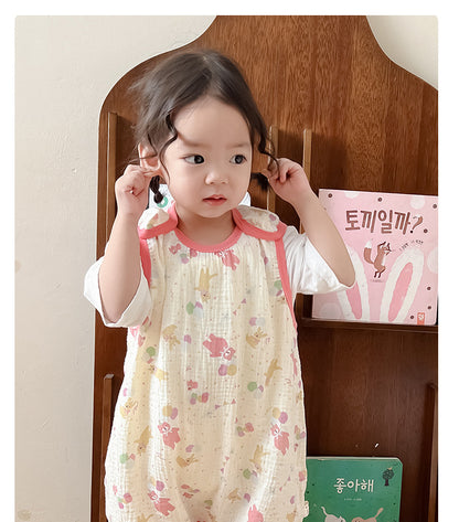 Baby Vest Sleeping Bag Summer Thin Gauze Pure Cotton Baby Kick-proof Sleeveless Children's Pajamas Air-conditioned Room Anti-cold