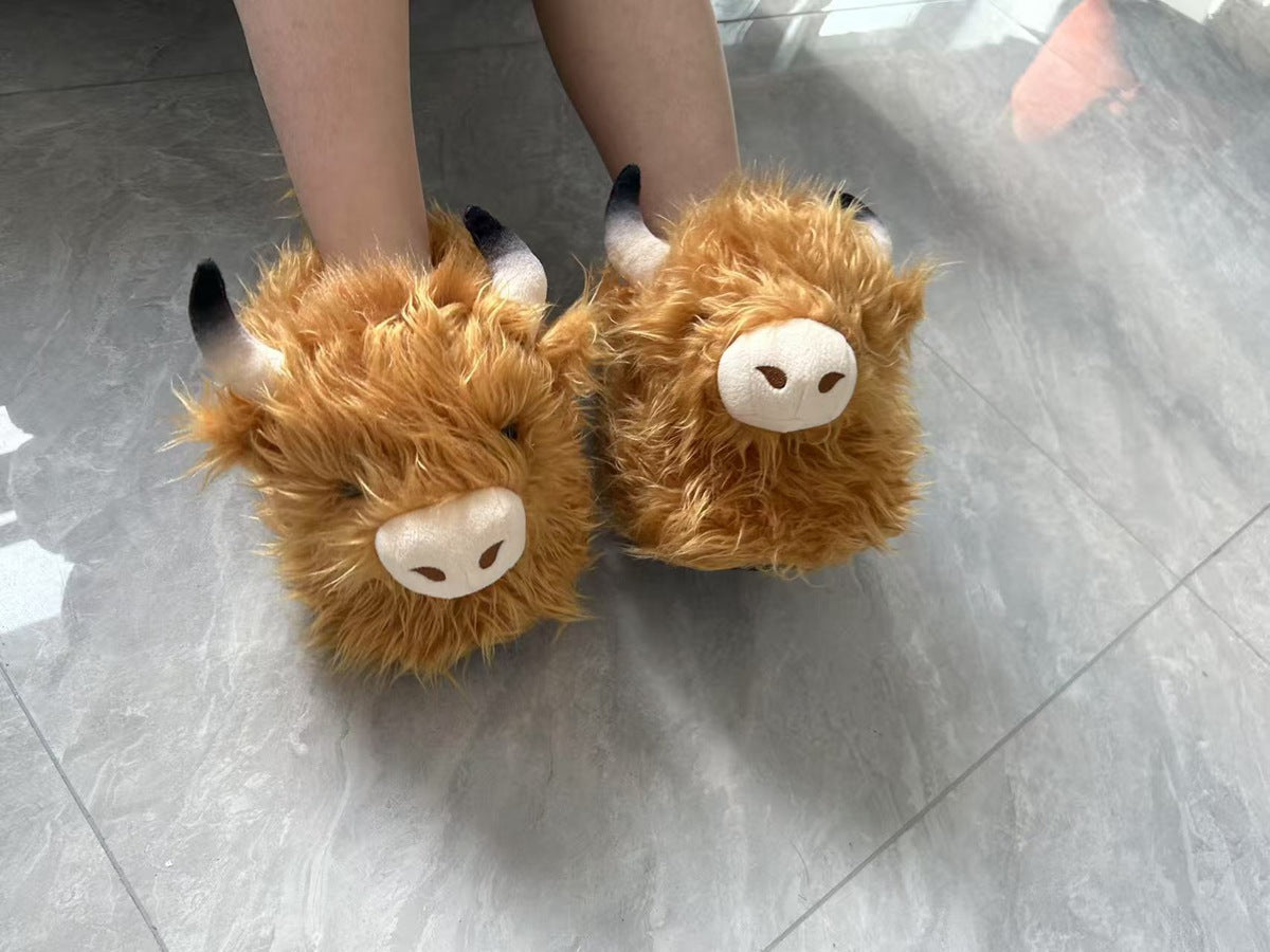 Imitation Yak Cotton Slippers Autumn and Winter Home Floor Stupid Cow Platform Cotton Shoes Cute Outer Wear Comfortable Slippers for Women