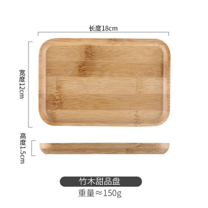 Bamboo and Wood Cake Plate Transparent Glass Display Dinner Plate Dessert Cake Western Food Plate with Table Cream Plate Cross-border Foreign Trade